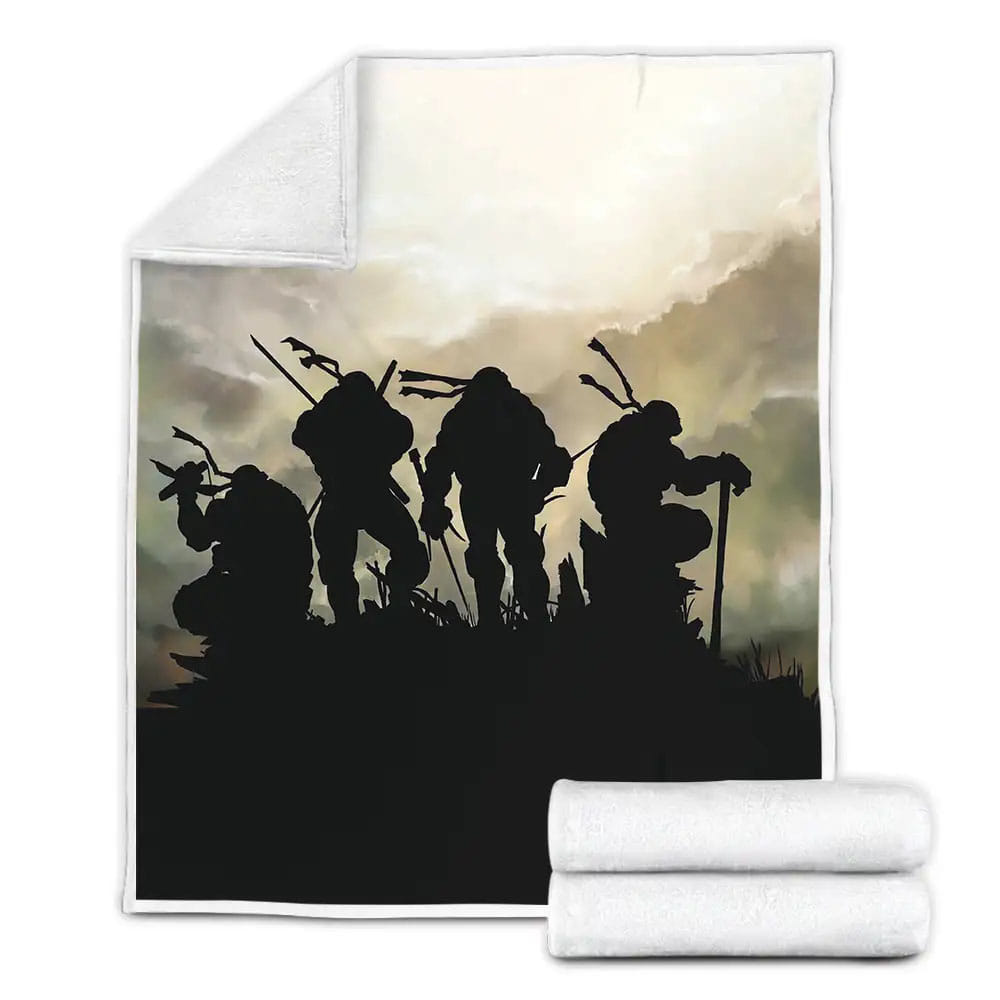 Ninja Turtles Cool Silhouettes Fleece Blanket Gift For Christmas Thanksgiving Halloween