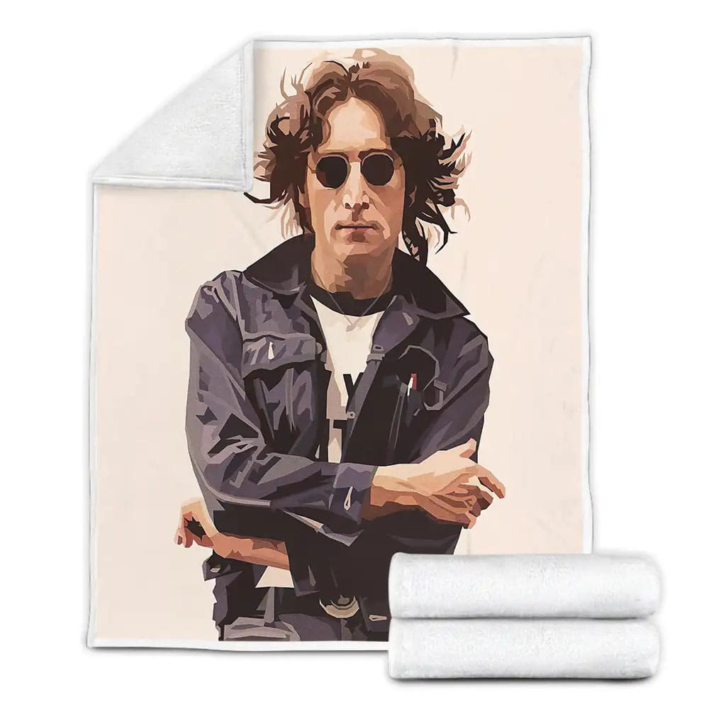 Music John Lennon Artwork Of The Songwriter Fleece Blanket Gift For Wife Husband Besties