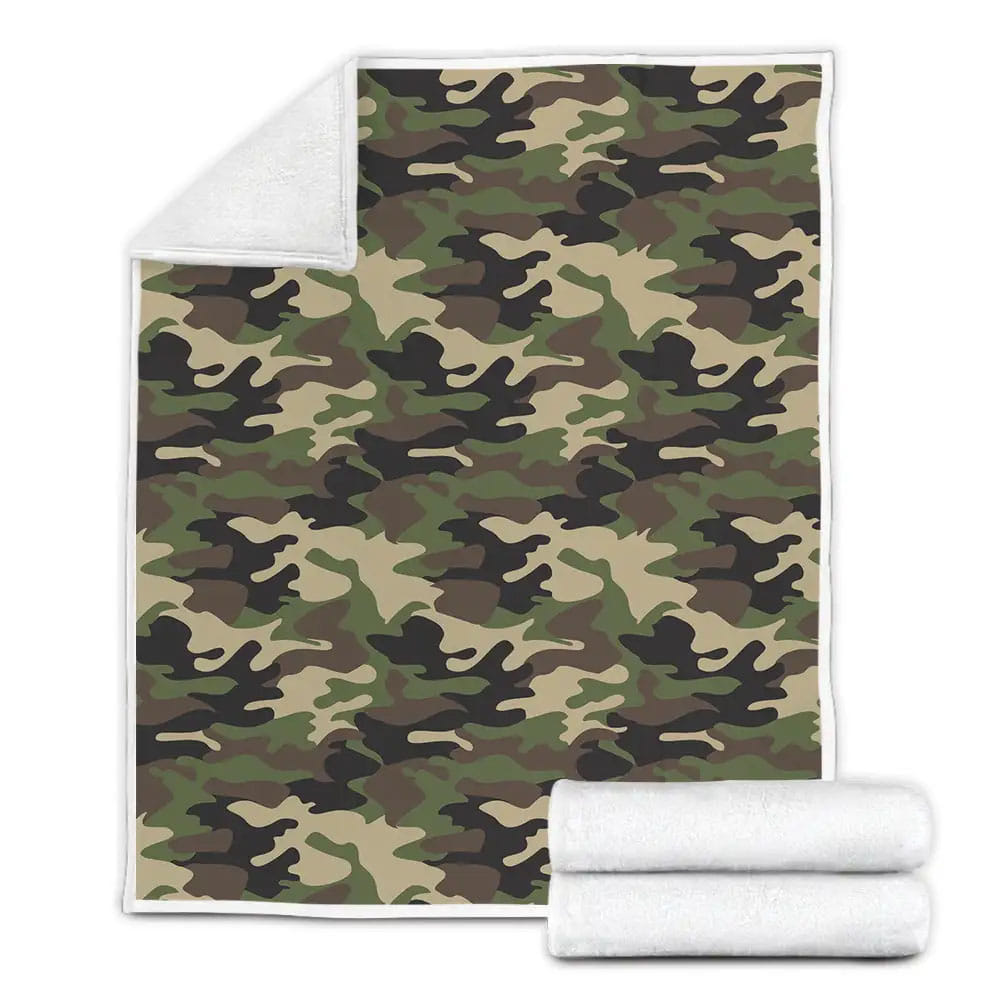 Army Green Camouflages Fleece Blanket Gift For Birthday Halloween Christmas Thanksgiving