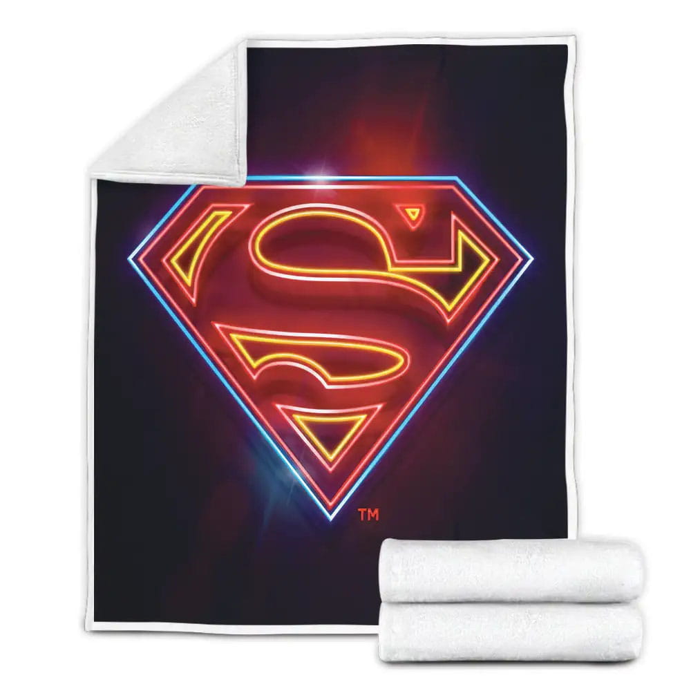 Superman Neon Symbols Of Hopes Fleece Blanket Gift For Christmas Thanksgiving Halloween
