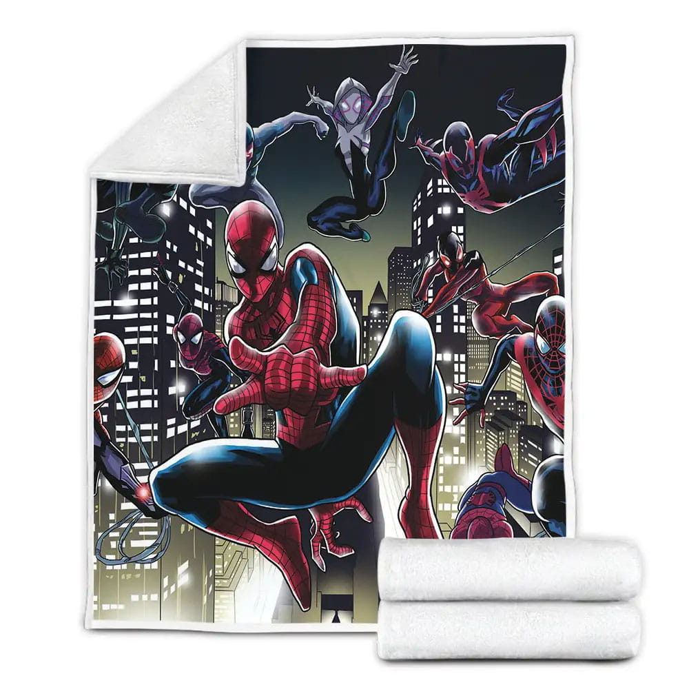 Spider-Man Spider Verse Comics Posing Artwork Fleece Blanket Gift For Wife Husband Besties