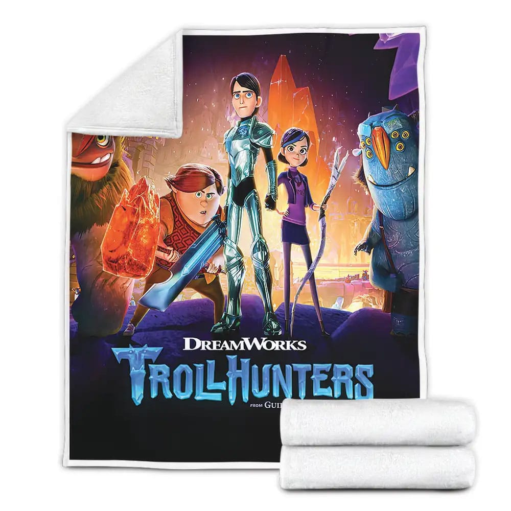 Trollhunters Rise Of The Titans Movie Poster Fleece Blanket Gift For Wife Husband Besties
