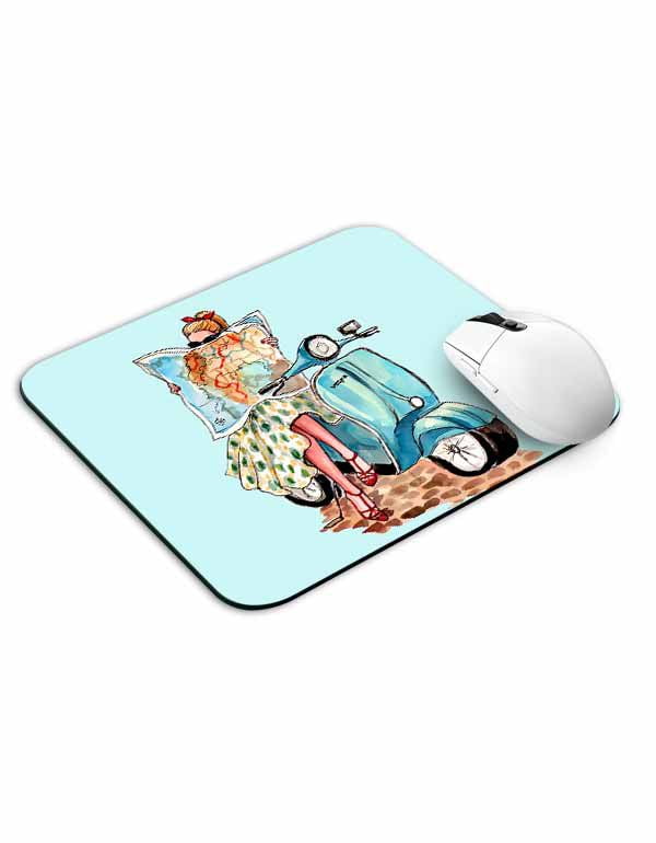 Allleftout Girl On Vespa Mouse Pad