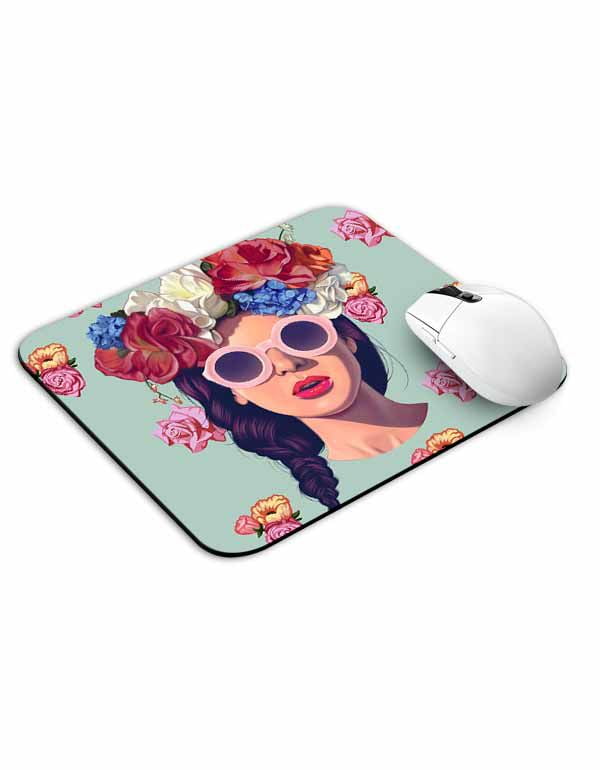Allleftout Girl With Glasses Mouse Pad