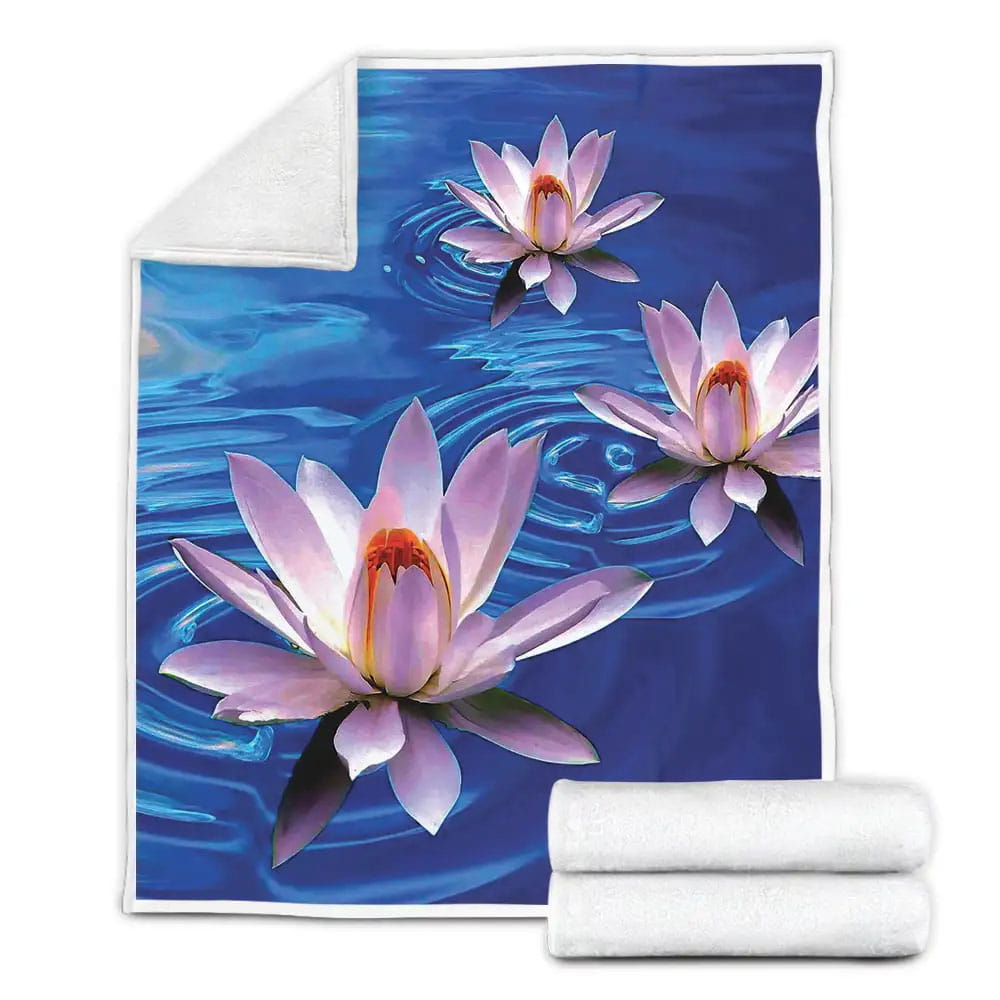 Lotus Floating In Water Garden Fleece Blanket Gift For Christmas Thanksgiving Halloween