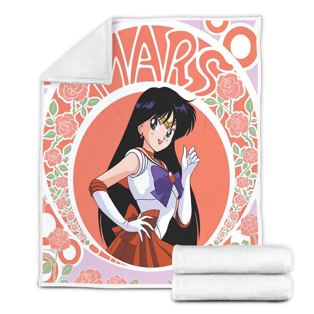 Sailor Moon Beautiful Rei Hino Fleece Blanket Gift For Christmas Thanksgiving Halloween