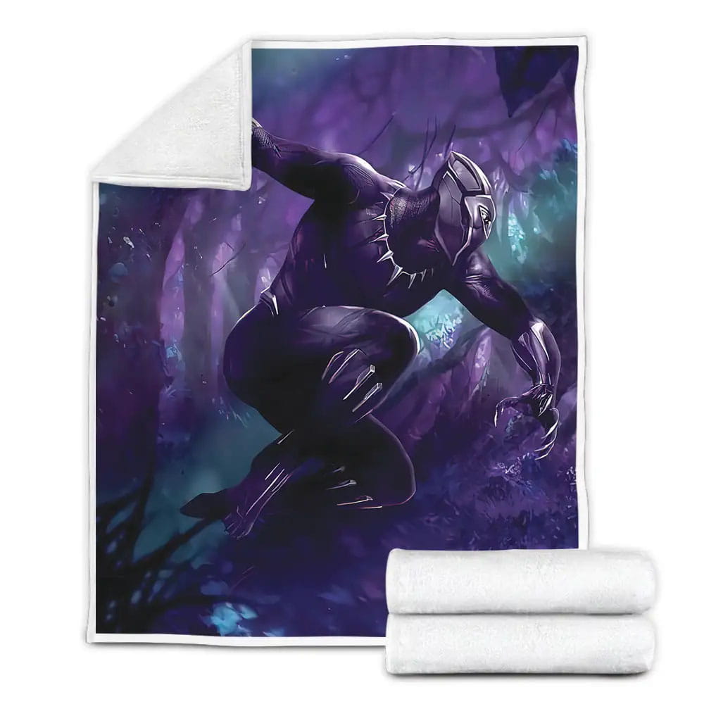 Black Panther In Action Fleece Blanket Gift For Birthday Halloween Christmas Thanksgiving