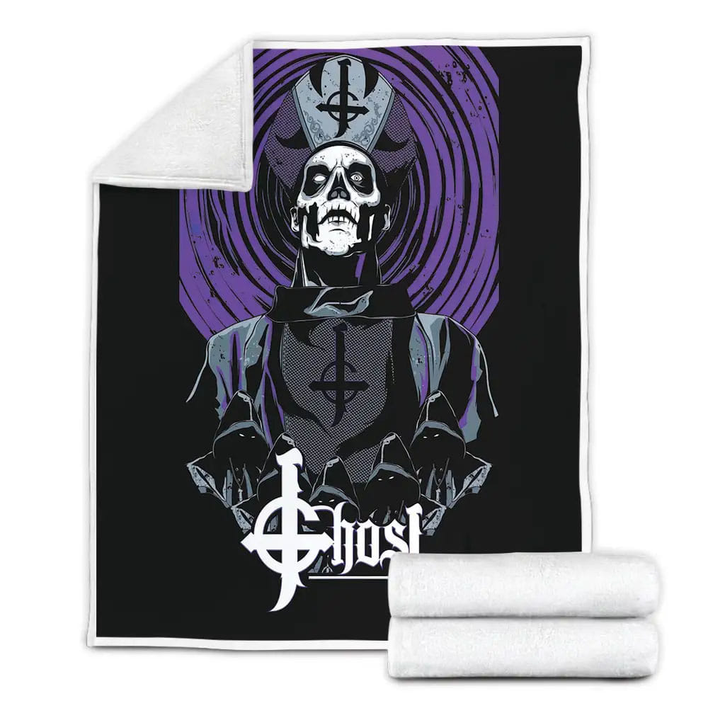Ghost Music Band In Font Of The Purple Circle Fleece Blanket Gift For Wife Husband Besties