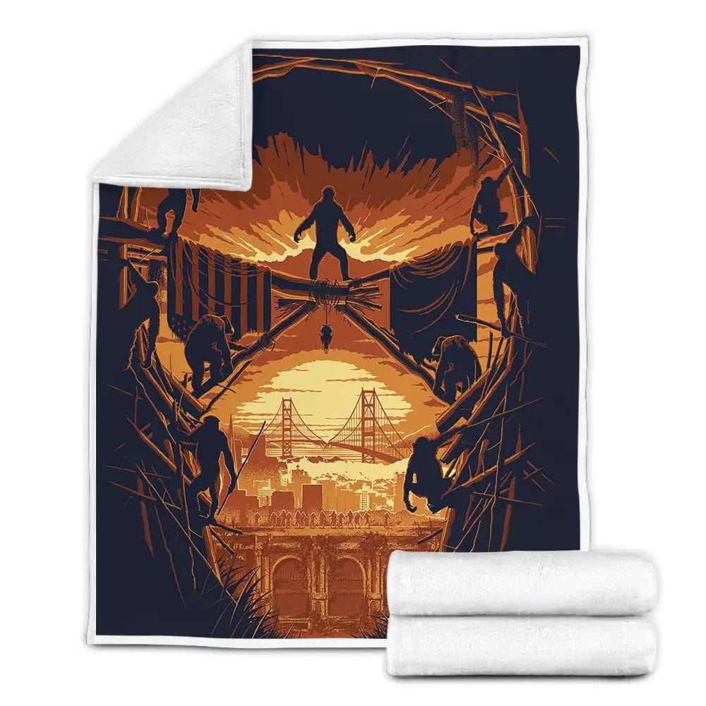 Dawn Of The Planet Of The Apes Digital Art Movie Poster Fleece Blanket Perfect 