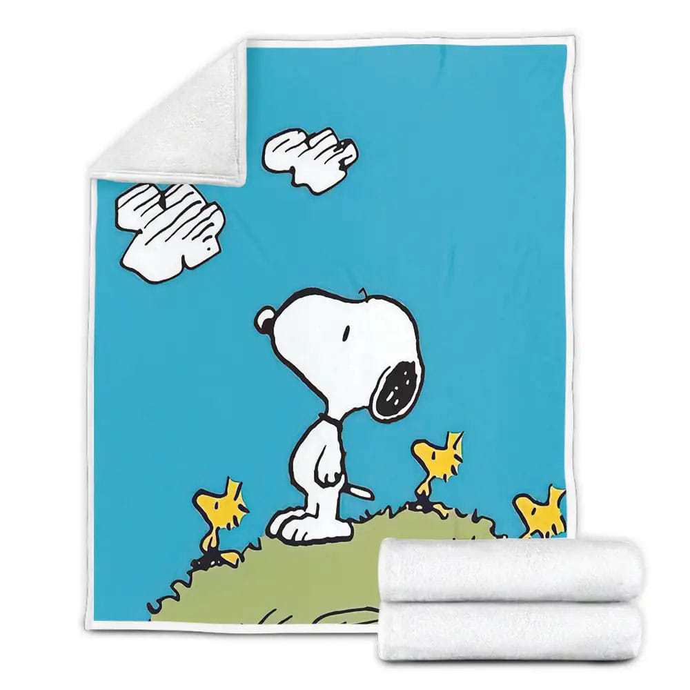 Peanuts Snoopy And Woodstock Watching Clouds Fleece Blanket Gift For Wife Husband Besties