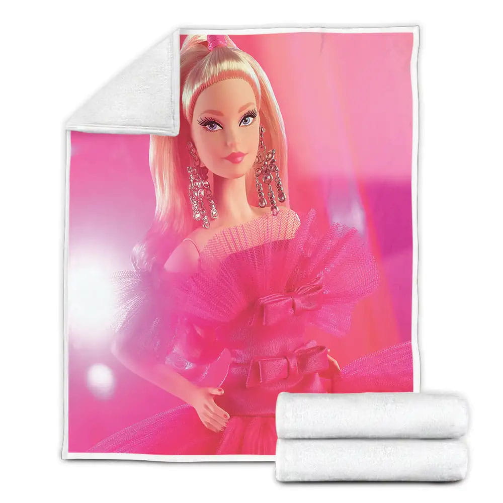 Beautiful Barbie In Pink Dress Fleece Blanket Gift For Christmas Thanksgiving Halloween
