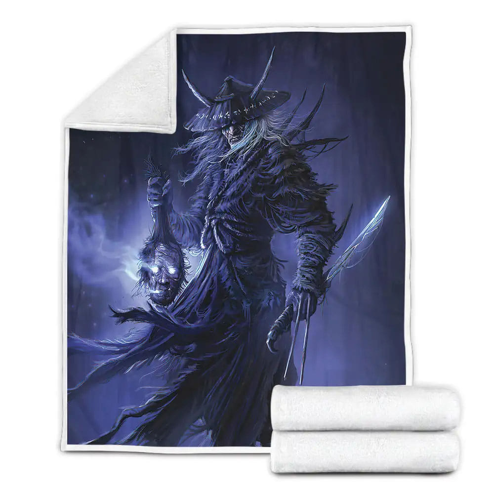 Ghost Of Tsushima Demon Samurai Fleece Blanket Gift For Christmas Thanksgiving Halloween
