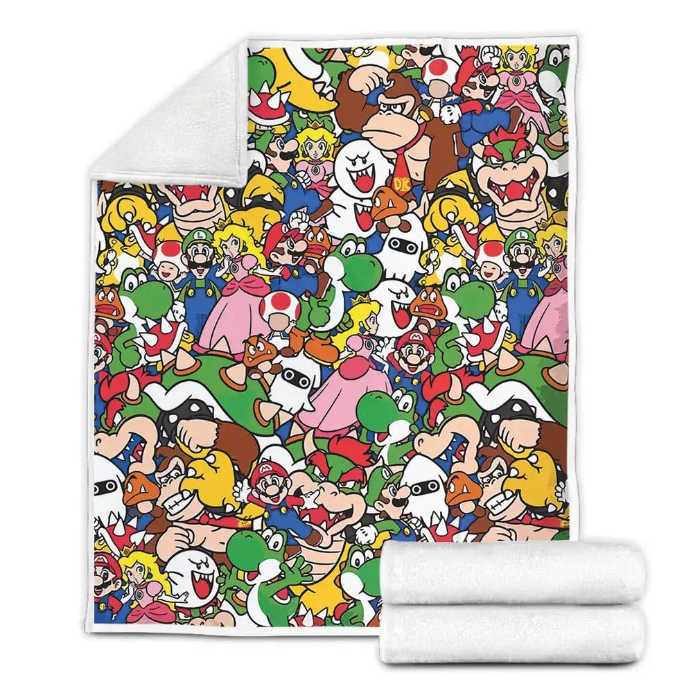 Nintendo Super Mario Gang Throw Mario Brothers Fleece Blanket Gift For Wife Husband Besties