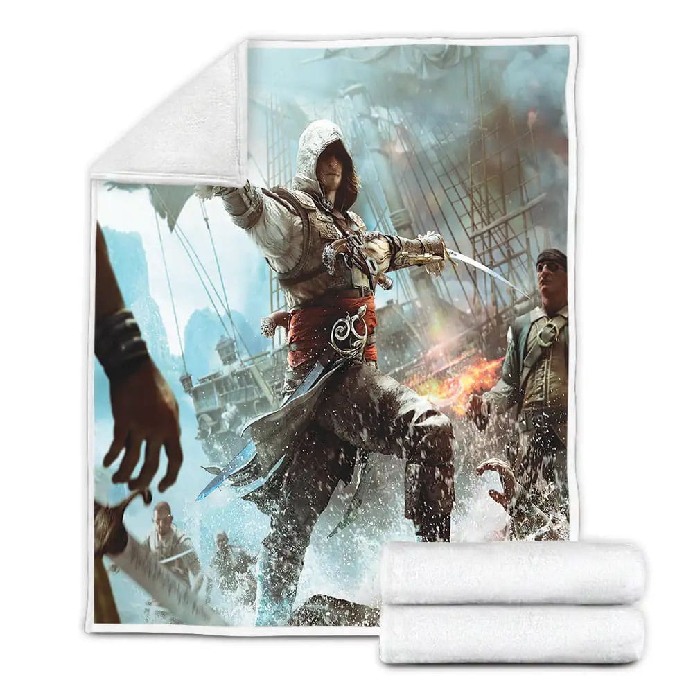 Assassins Creed Iv Black Flag Fleece Blanket Gift For Christmas Thanksgiving Halloween