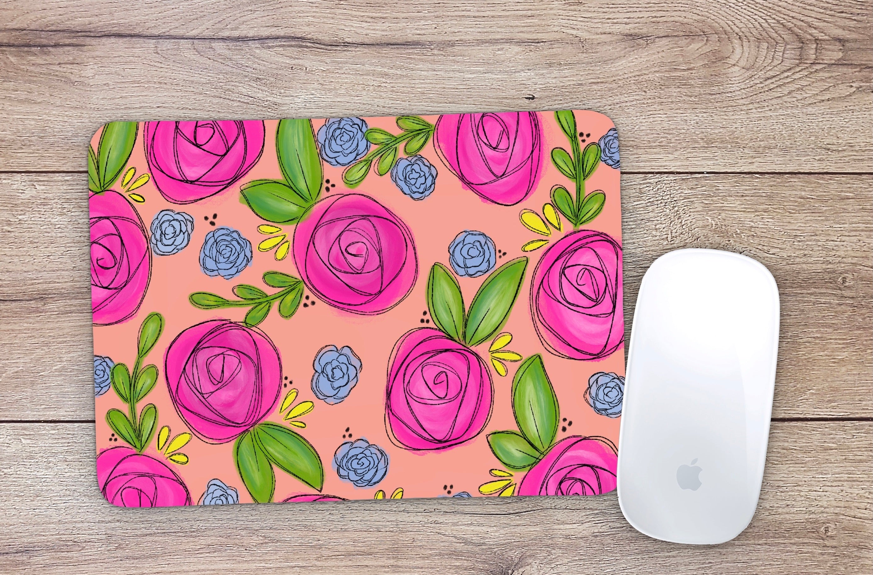 Allleftout Coral Floral Mouse Pad