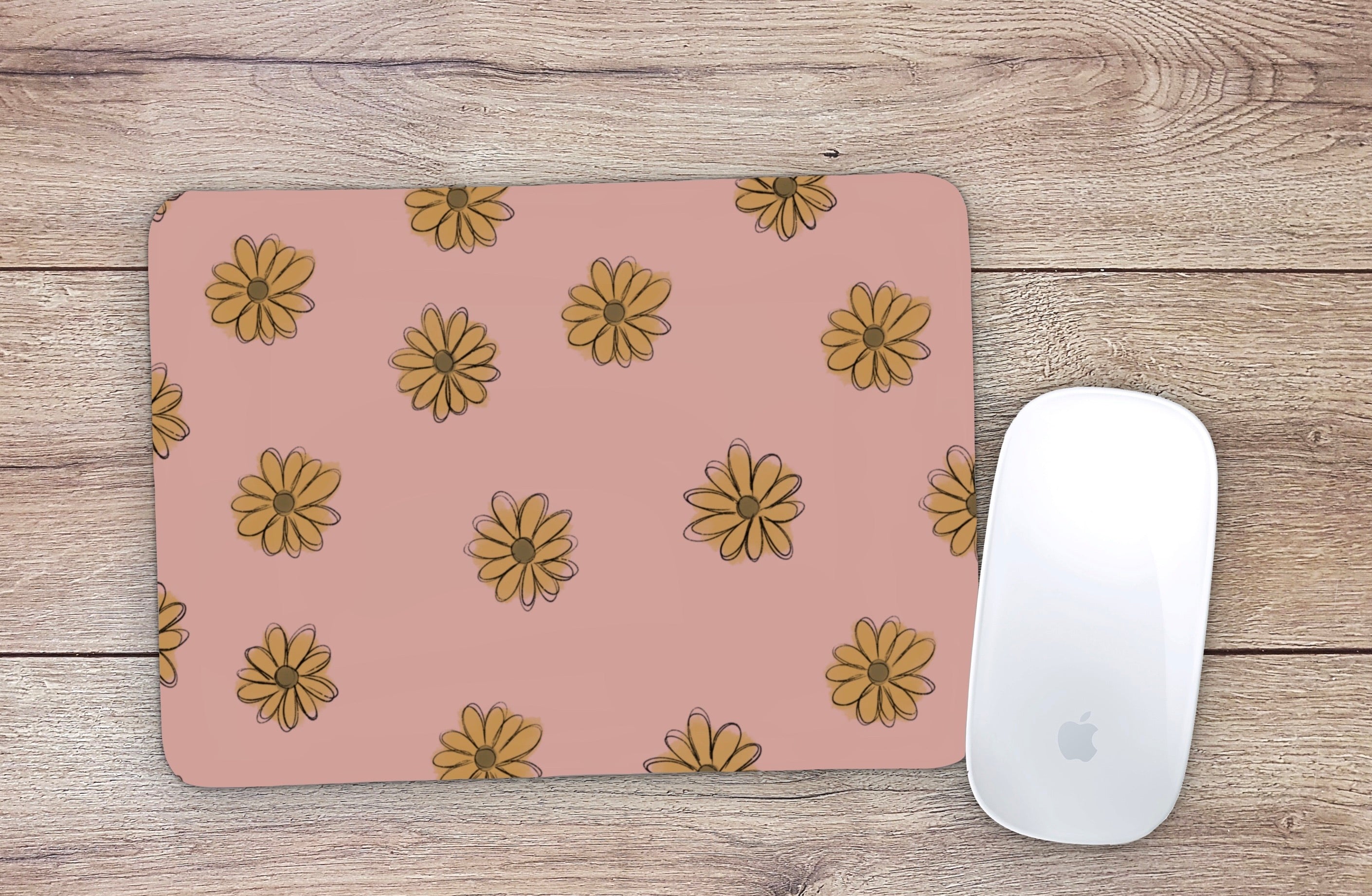 Allleftout Pink Boho Daisy Mouse Pad