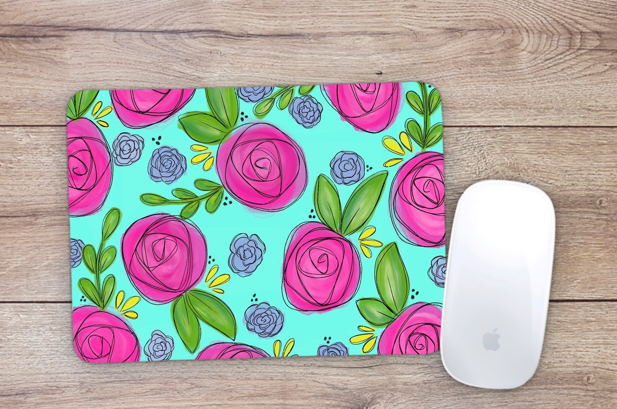 Allleftout Blue Floral Mouse Pad