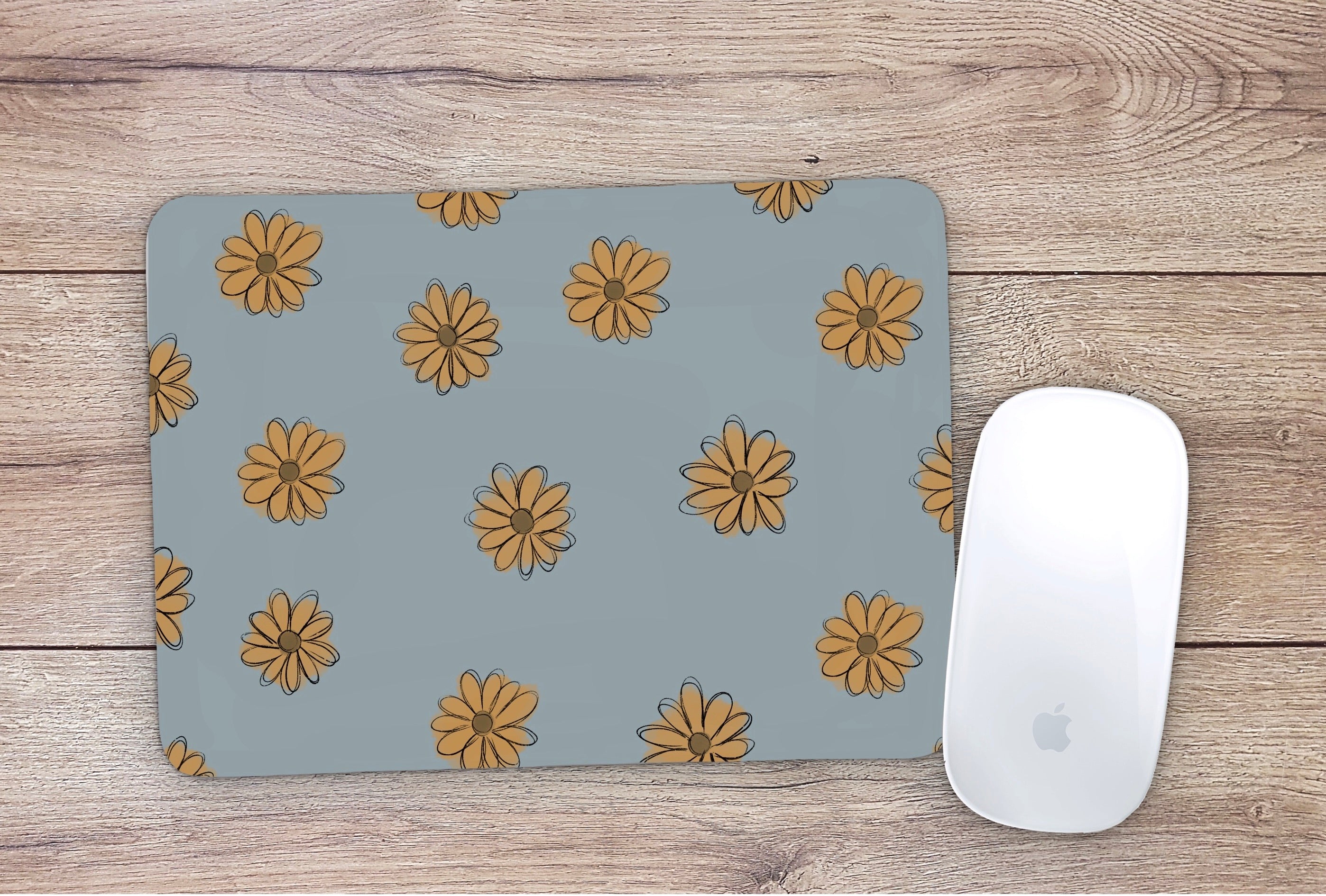 Allleftout Blue Boho Daisy Mouse Pad