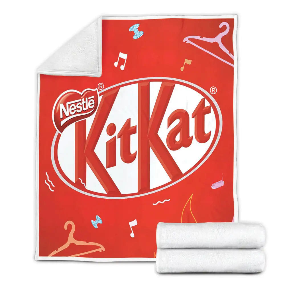 Kit Kat Original Logo And Doodles Fleece Blanket Gift For Christmas Thanksgiving Halloween