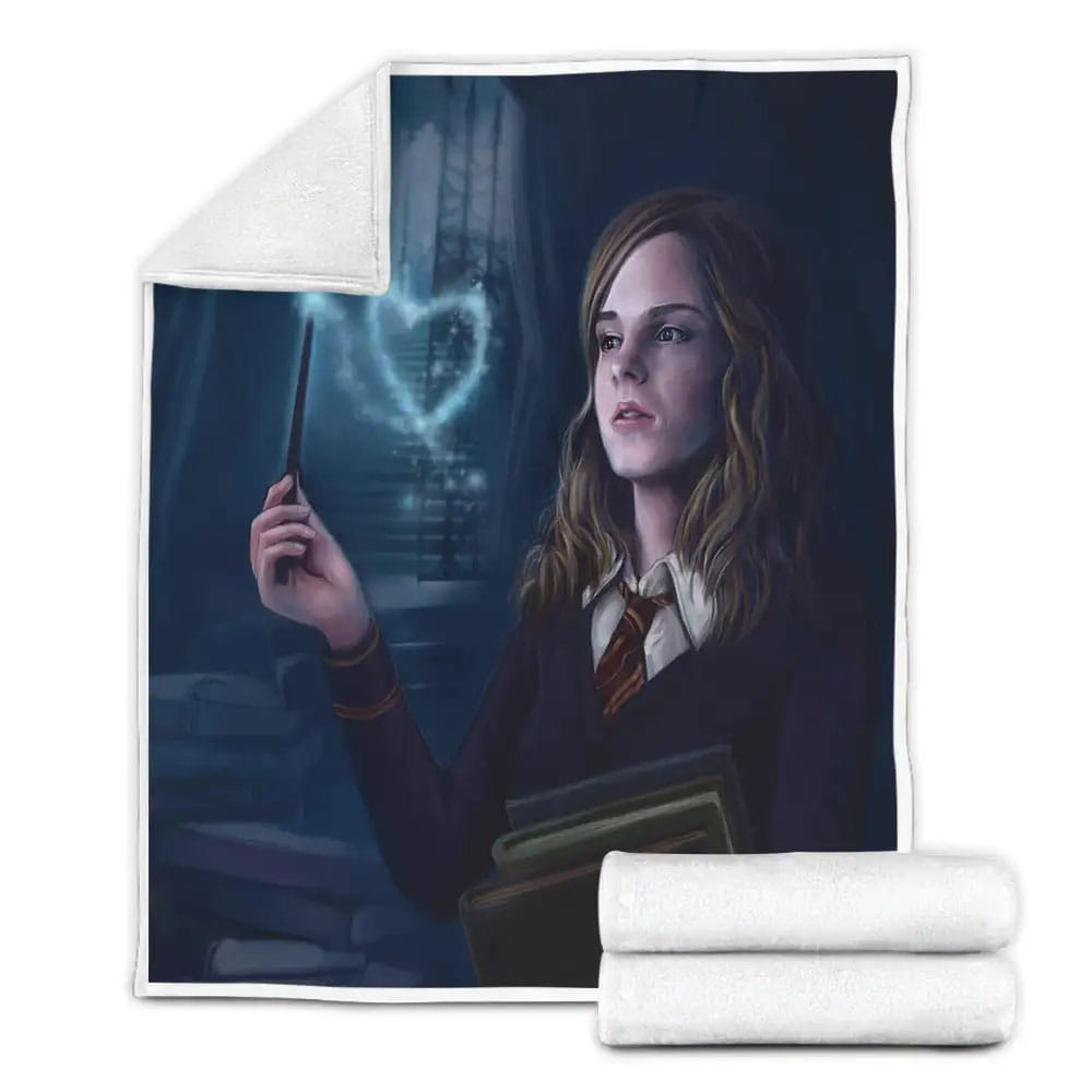 Hermione Creating Heart With Her Wand Painting Fleece Blanket Gift For Wife Husband Besties