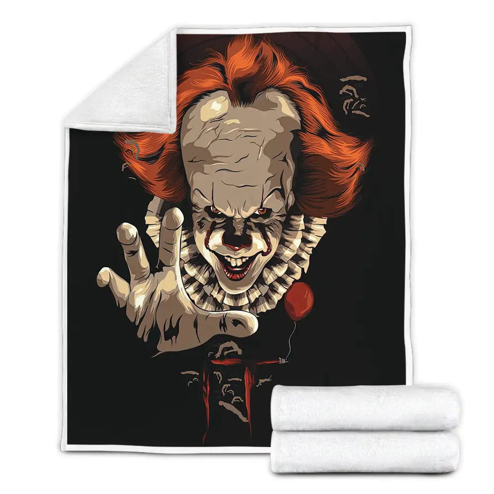 Pennywise From It Take My Hand Fleece Blanket Gift For Christmas Thanksgiving Halloween