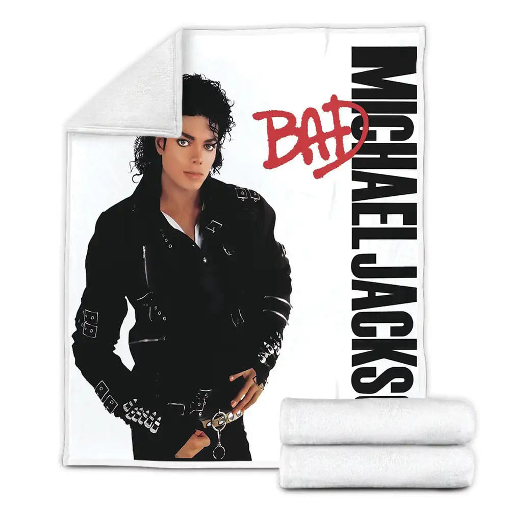 Michael Jackson Bad Album Cover Fleece Blanket Gift For Christmas Thanksgiving Halloween