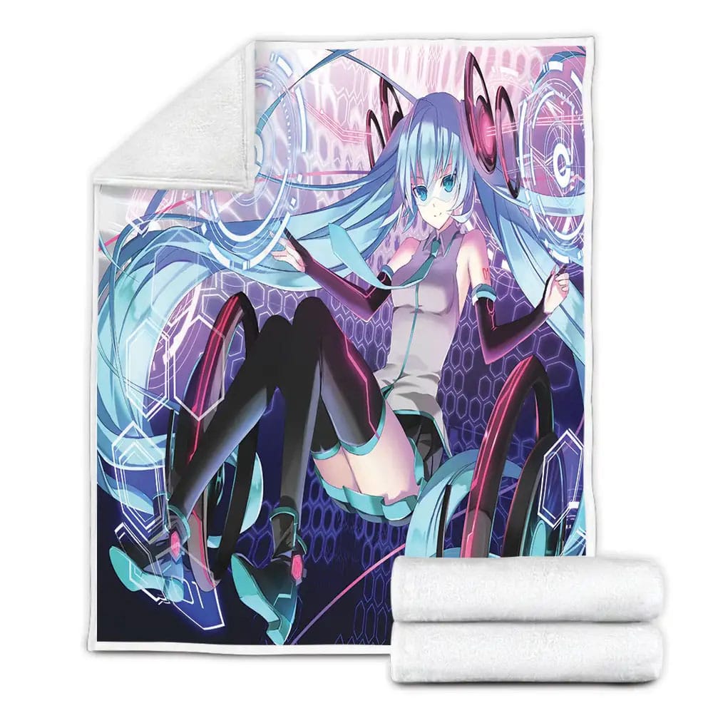 Hatsune Miku Digital Art Fleece Blanket Gift For Birthday Halloween Christmas Thanksgiving