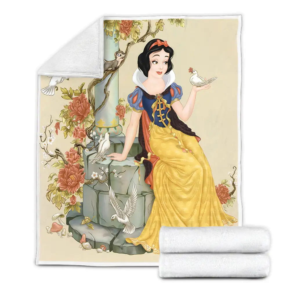 Disney Princess Snow White Sitting On The Well Fleece Blanket Gift For Wife Husband Besties