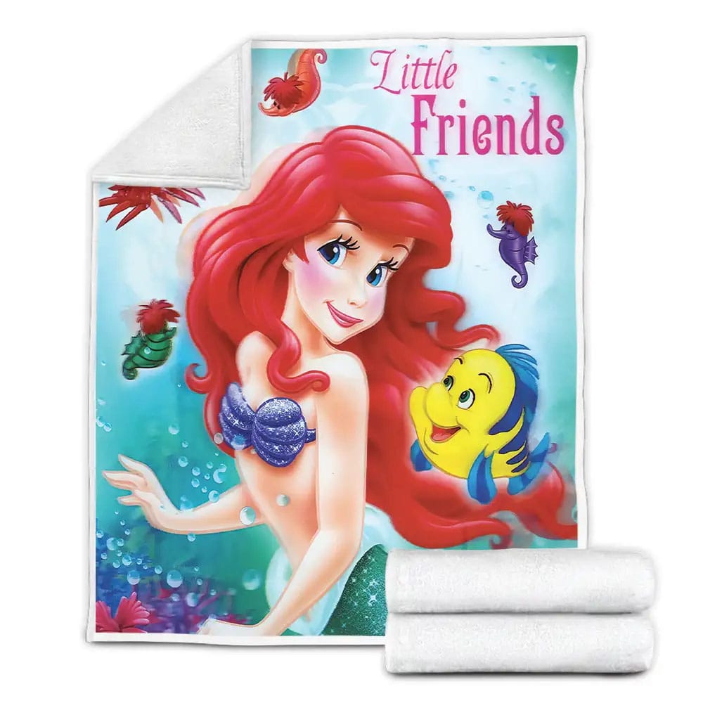 Disney Princess Ariel Playing With Her Friends Fleece Blanket Gift For Wife Husband Besties