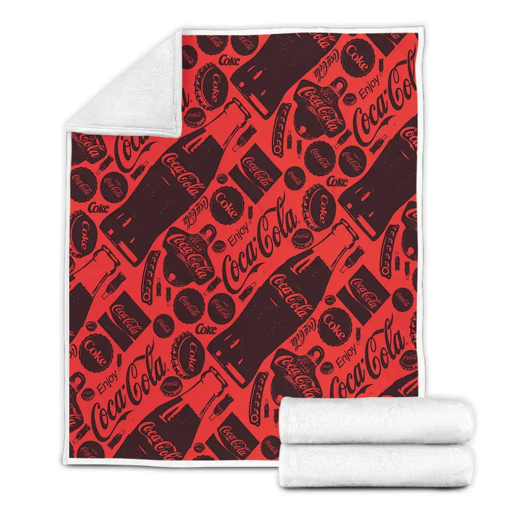 Vintage Coca-Cola Pattern Fleece Blanket Gift For Birthday Halloween Christmas Thanksgiving