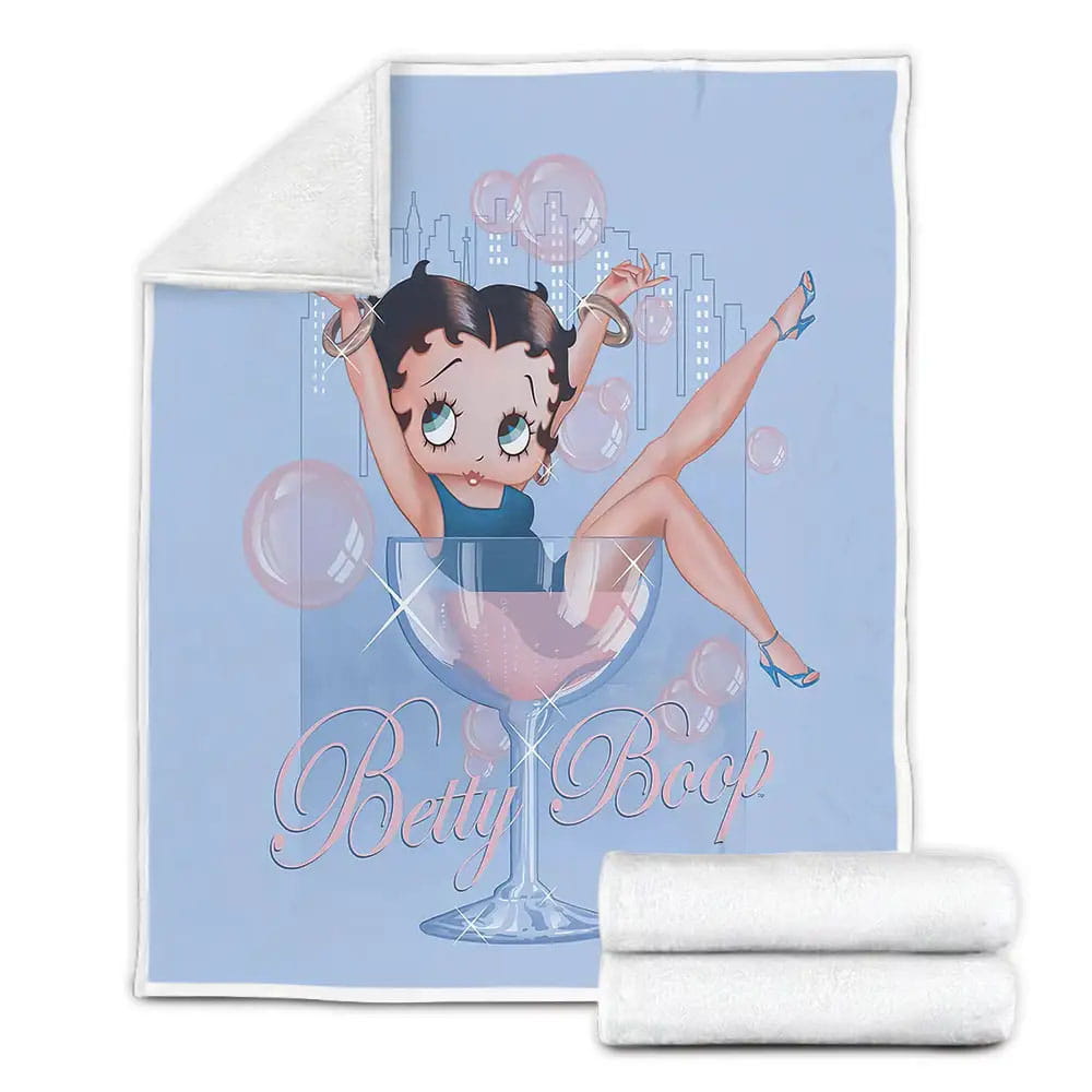 Betty Boop In Wine Glass Fleece Blanket Gift For Birthday Halloween Christmas Thanksgiving