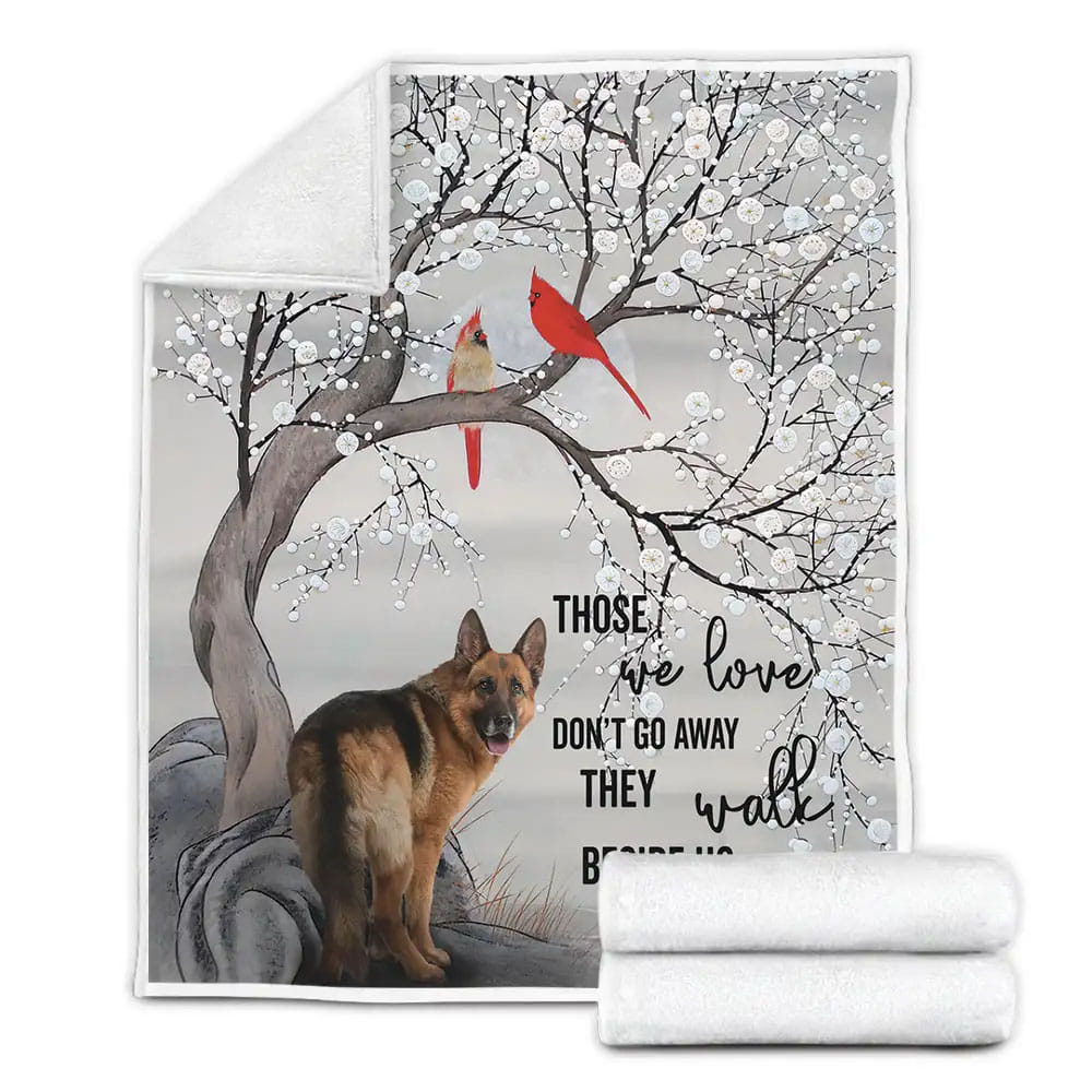 They Walk Beside Us Everyday German Shepherd And Cardinal Fleece Blanket Perfect 