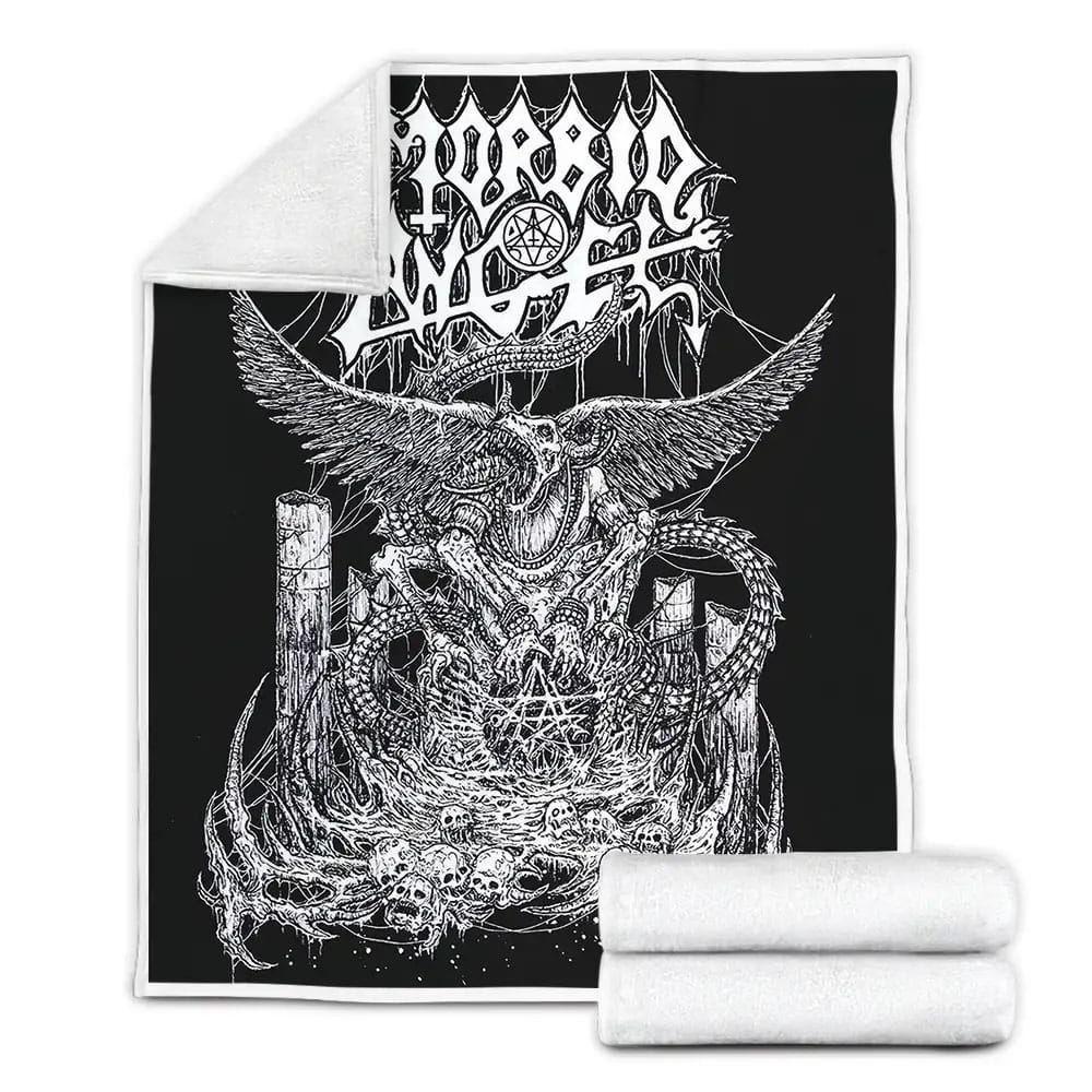 Morbid Angel Band Monster Fleece Blanket Gift For Birthday Halloween Christmas Thanksgiving