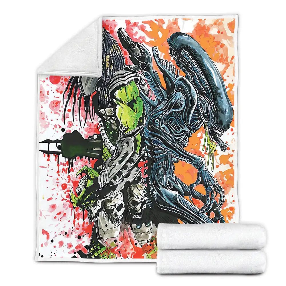 Alien Vs. Predator Movie Poster Fleece Blanket Gift For Christmas Thanksgiving Halloween