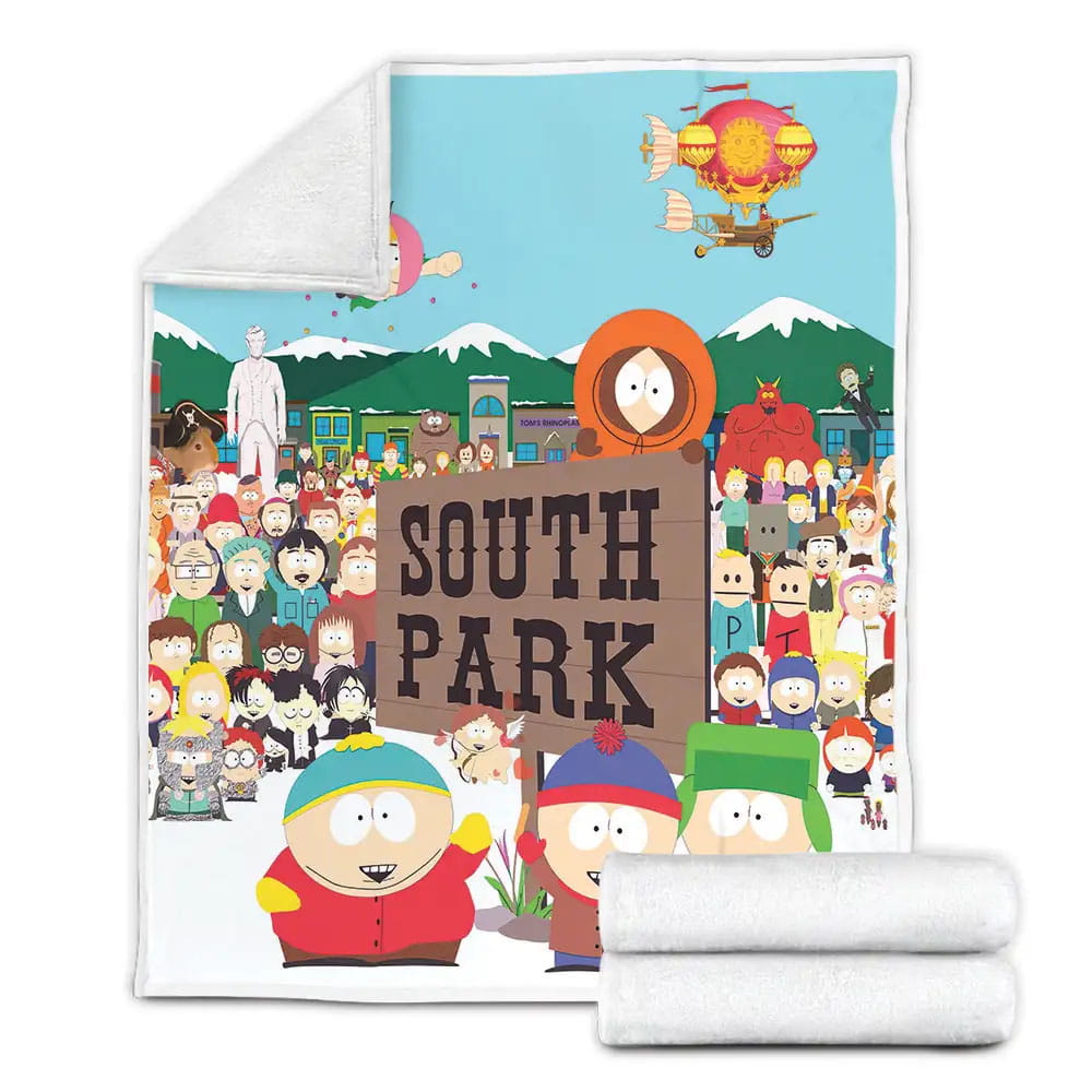 South Park Characters All In One Fleece Blanket Gift For Christmas Thanksgiving Halloween