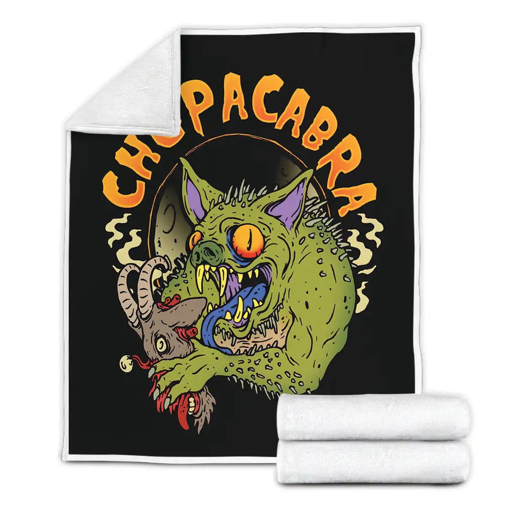 Scary Cartoon Chupacabra Holding A Head Of Goat Fleece Blanket Gift For Wife Husband Besties