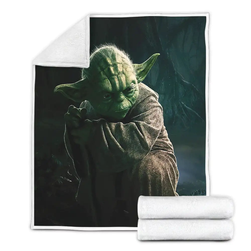 Star Wars Old Master Yoda Digital Illustrations Fleece Blanket Gift For Wife Husband Besties