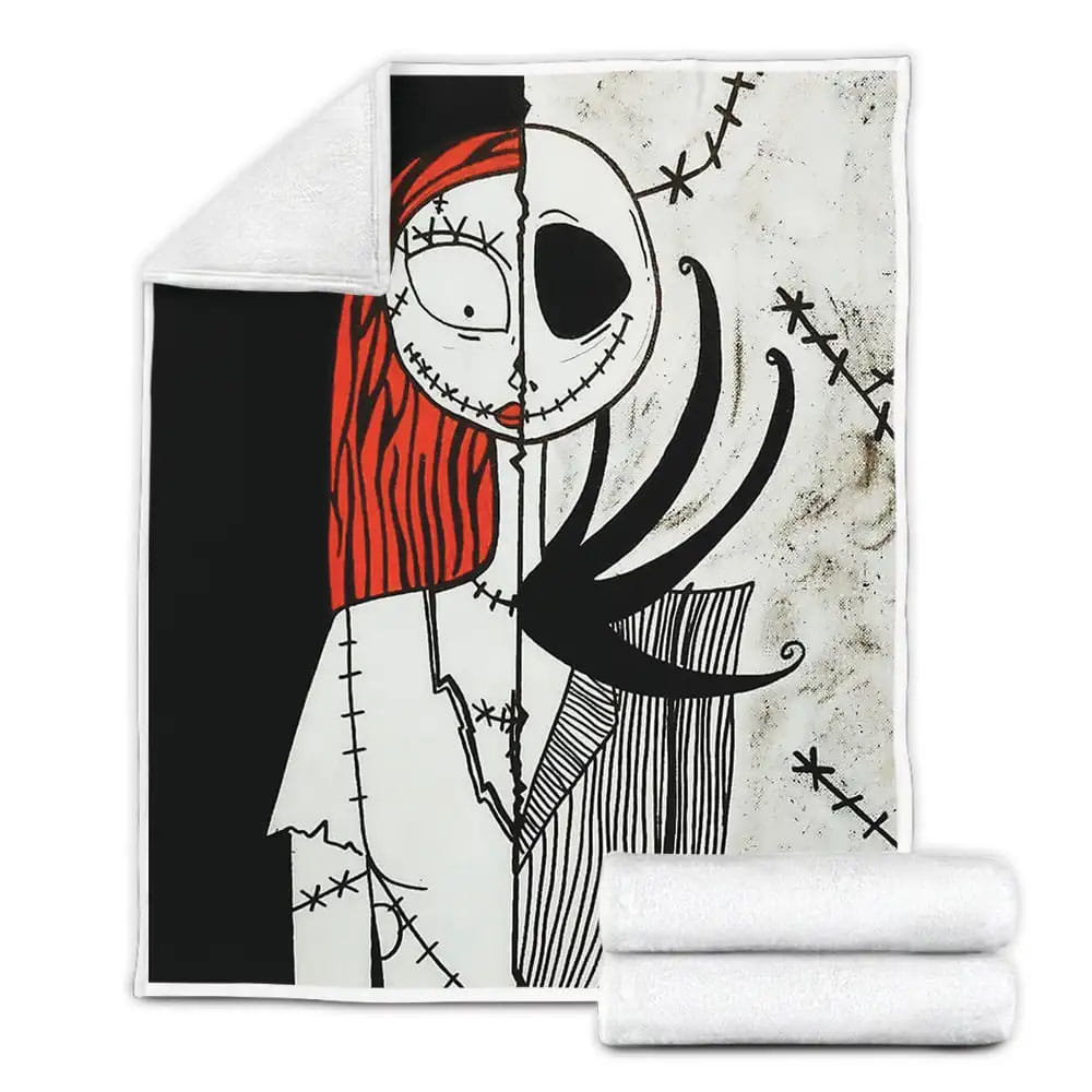 The Nightmare Before Christmas Jack Skellington And Sally Fleece Blanket Perfect 