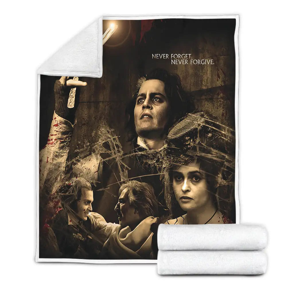 Sweeney Todd 2007 Movie Poster Fleece Blanket Gift For Christmas Thanksgiving Halloween