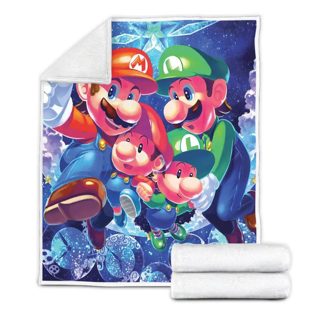 Super Mario And Luigi And Their Baby Fleece Blanket Gift For Christmas Thanksgiving Halloween