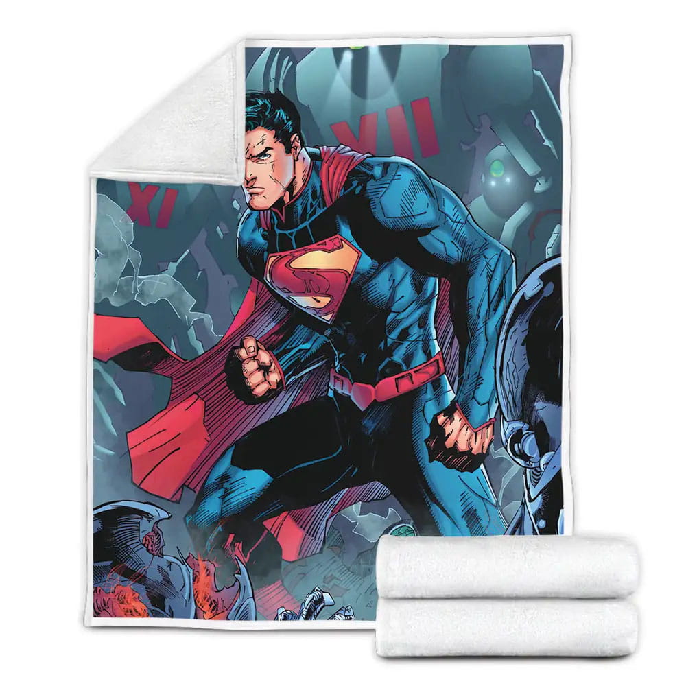 Superman Dc Comics Character Clark Kent And His Enemies Fleece Blanket Perfect 