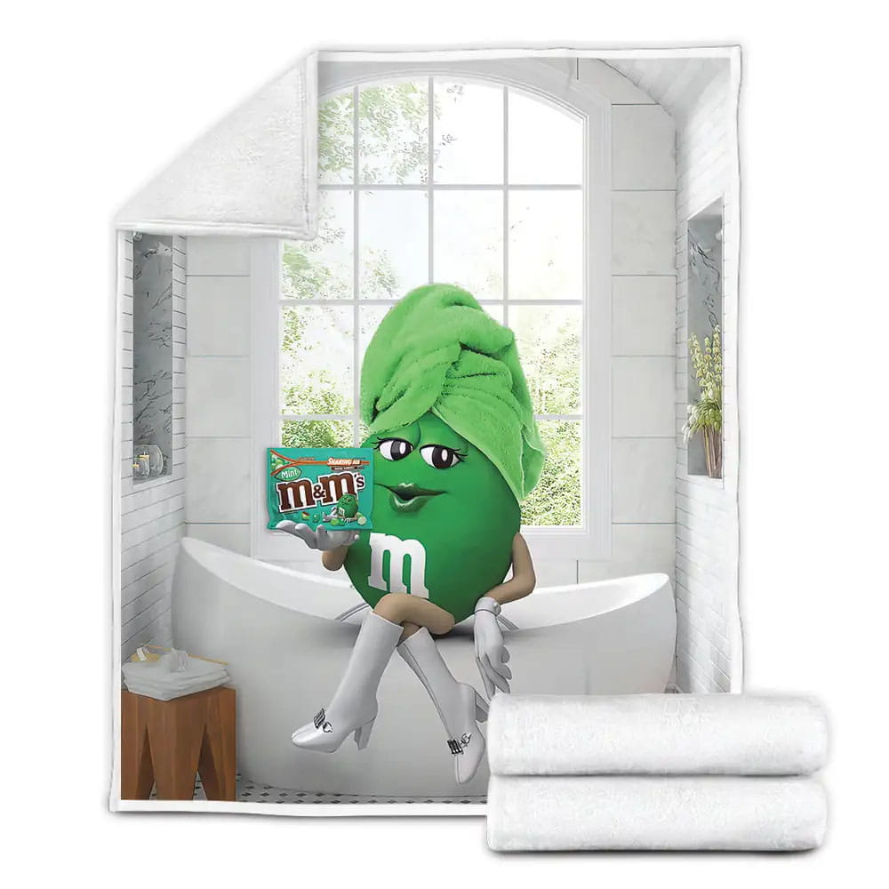 MAndMs Green Taking A Bath Fleece Blanket Gift For Birthday Halloween Christmas Thanksgiving