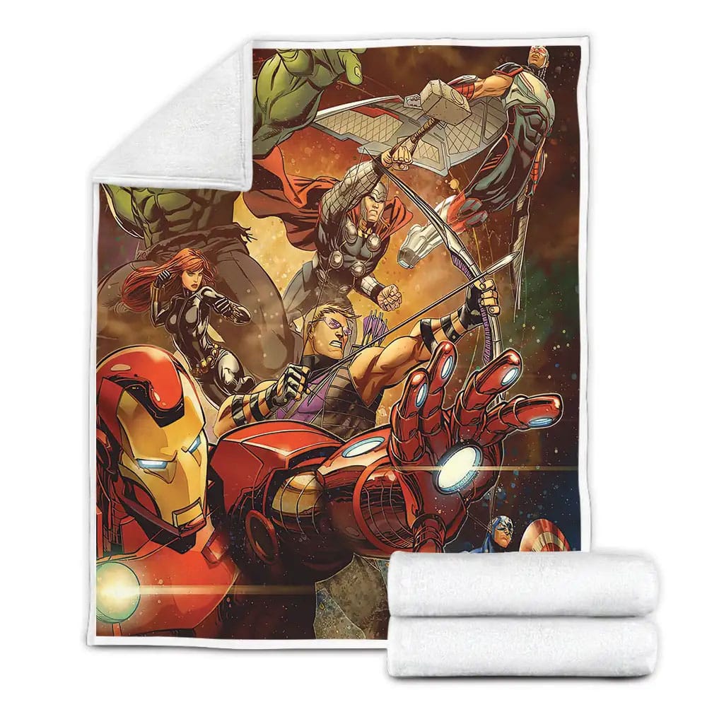 Marvel Avengers In A Epic Battle Fleece Blanket Gift For Christmas Thanksgiving Halloween