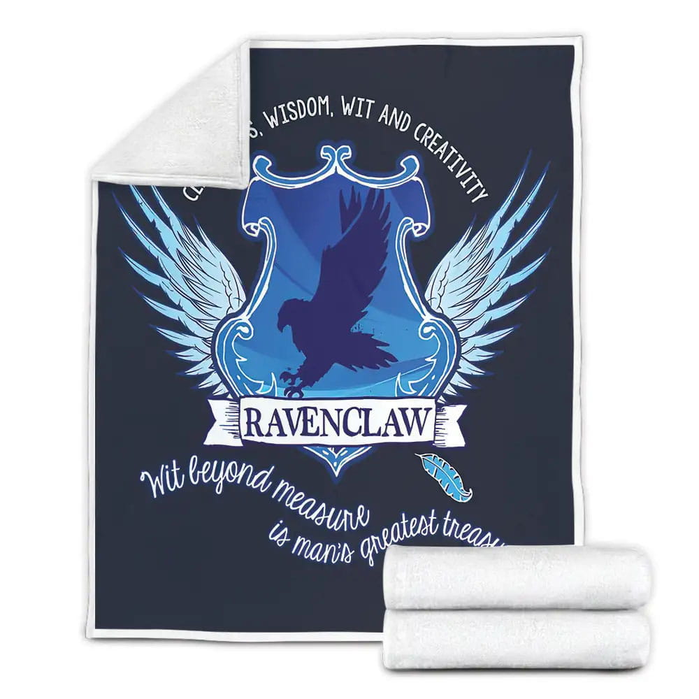 Harry Potter Ravenclaw House Crest And Motto Illustration Fleece Blanket Perfect 