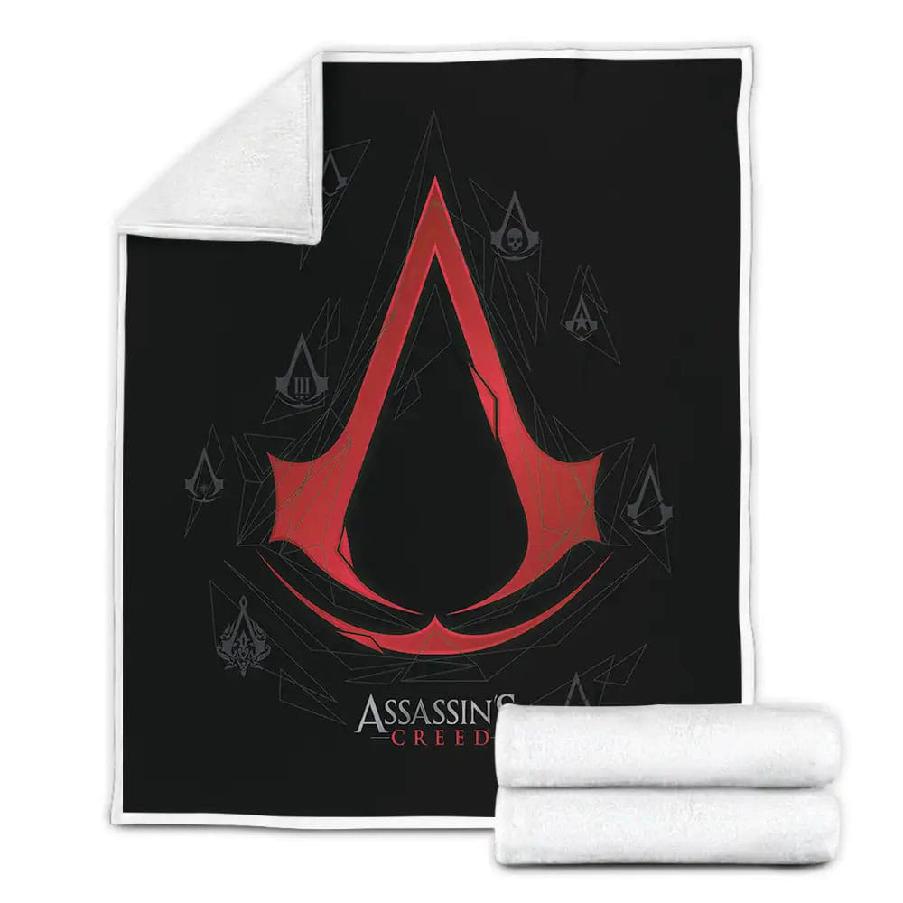 Assassins Creed Red Logo Fleece Blanket Gift For Birthday Halloween Christmas Thanksgiving