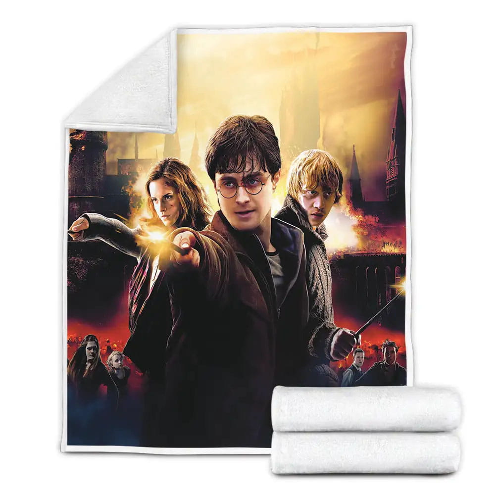 Harry Potter And The Deathly Hallows Movie Poster Fleece Blanket Gift For Wife Husband Besties