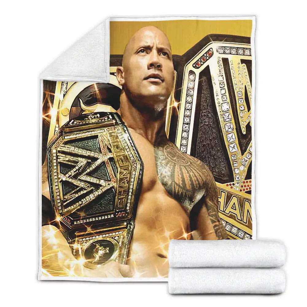 Dwayne the Rock Johnson With His Wwe Champion Photograph Fleece Blanket Perfect 