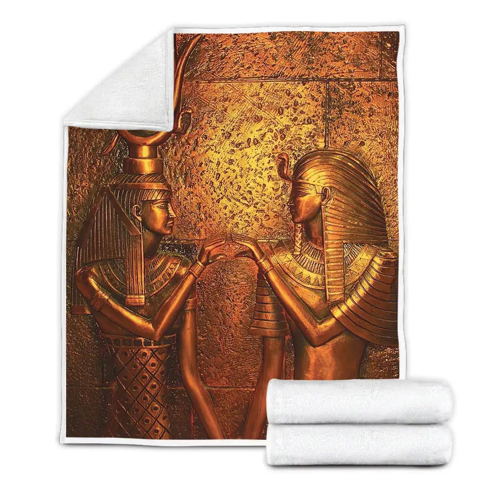 Egyptian Royalty Golden Pharaohs Fleece Blanket Gift For Christmas Thanksgiving Halloween