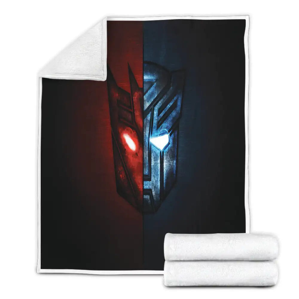 Transformer Autobot And Decepticon Symbols Split Fleece Blanket Gift For Wife Husband Besties