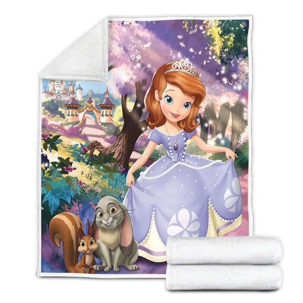 Sofia The First In Flowers Forest Fleece Blanket Gift For Christmas Thanksgiving Halloween